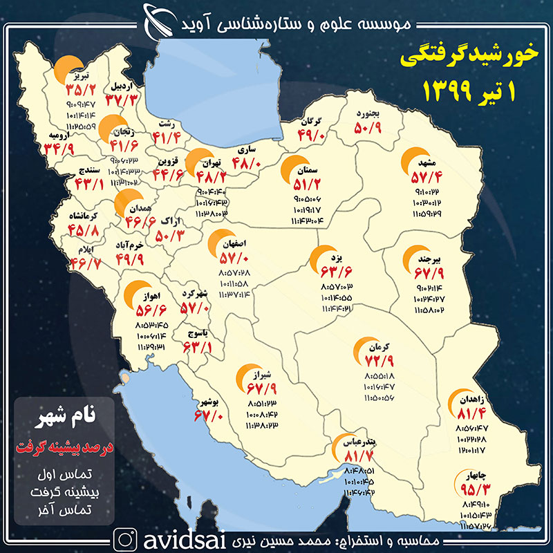 اولین خورشید گرفتگی سال ۱۳۹۹ در ۱ تیر خورشید گرفتگی یکم تیرماه - اولین خورشید گرفتگی سال ۱۳۹۹ در ۱ تیر